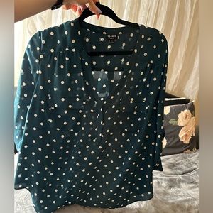 Bluish green polkadot top